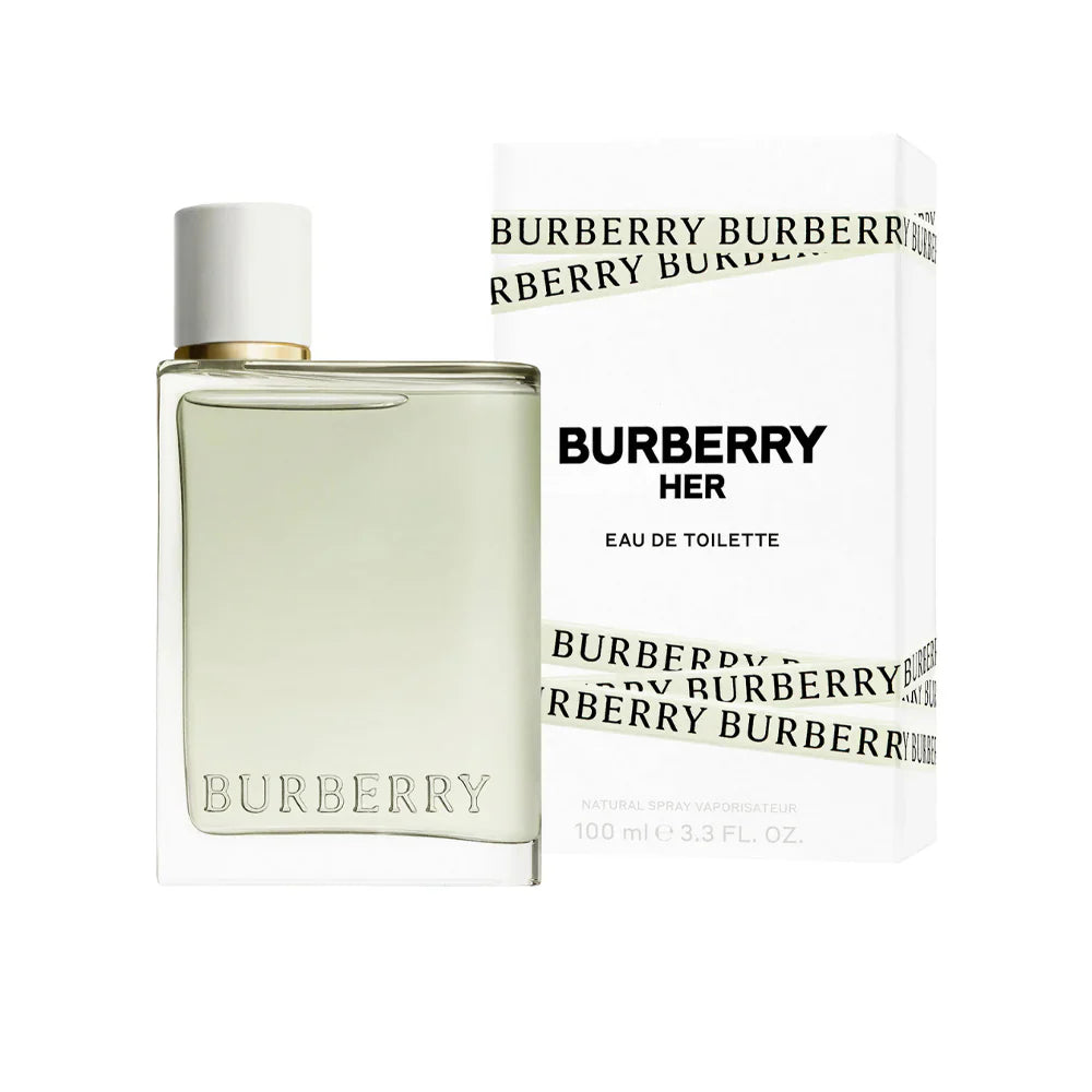Bottle and packaging of Burberry Her Eau de Toilette on a white background