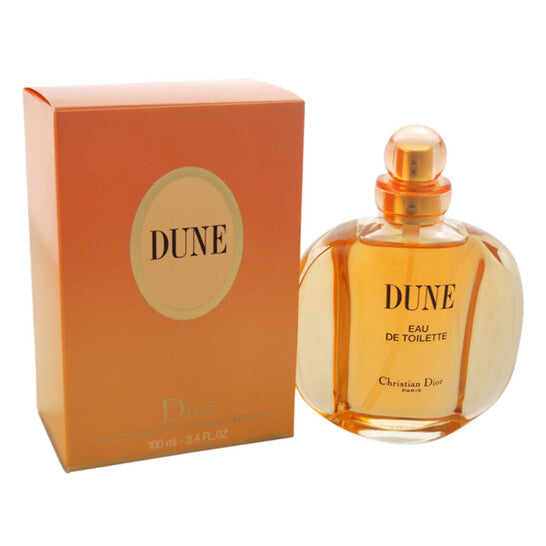 Dune perfume bottle and packaging on a white background